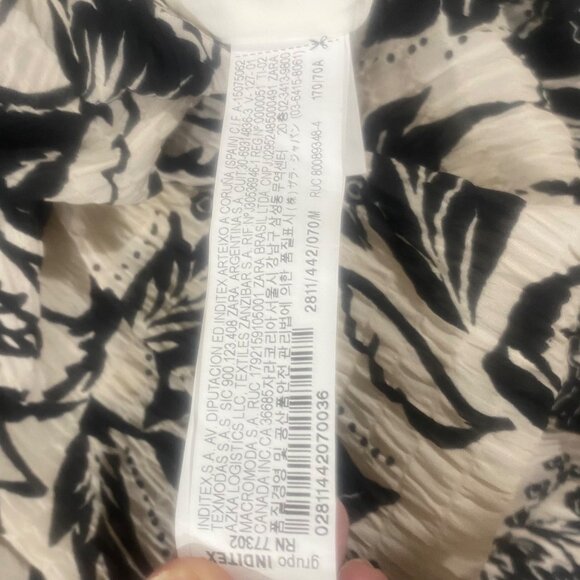 NWT Zara Black & White Floral Midi Skirt Womens‎ Size M Ruched Lightweight - Picture 8 of 12